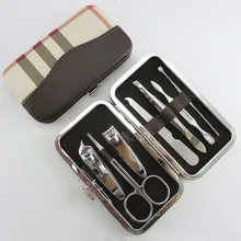 PU кожаный чехол 7 шт./компл. из нержавеющей стали инструменты для дизайна ногтей кусачки для ногтей маникюрная пилочка для ногтей ушной выбор