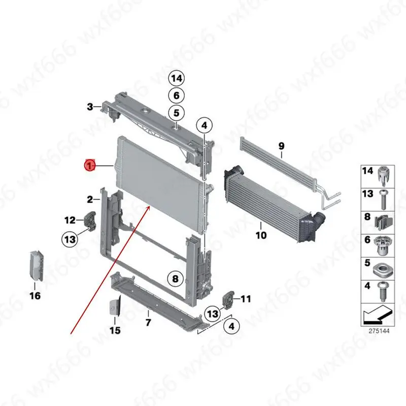 Вода резервуарный радиатор подходит для F10b mwF18 F01 F02 GT F07 535LI 740LI Хладагент охладитель конденсатора охладитель резервуар охлаждающей воды