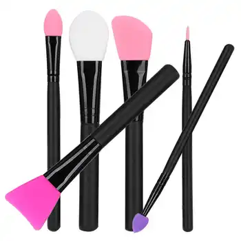 

Soft Silicone Facial Mud Mask Applicator Brush Face Makeup Brush Set Beauty Tool 6Pcs for Mud Mask Eyebrow Eye Shadow Lip Makeup