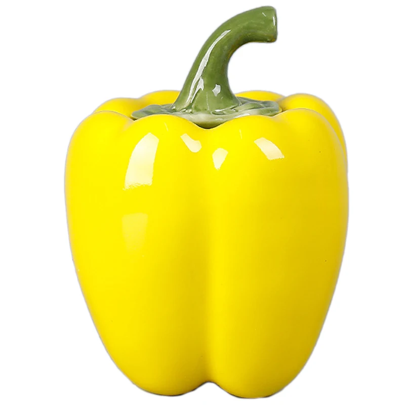

Yellow Trumpet Pepper Shape Ceramic Tea Can Portable Travel Carry-On Storage Tank Sealed Decoration Restaurant Decoration Home D