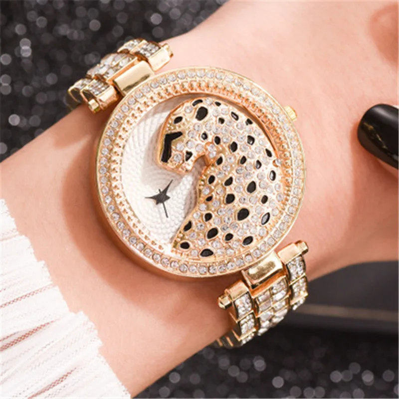 

Rose Gold Watch Crystal Diamond Leopard For Women Clock Women Quartz Watch Fashion Bling Casual Ladies Watch Female Quartz