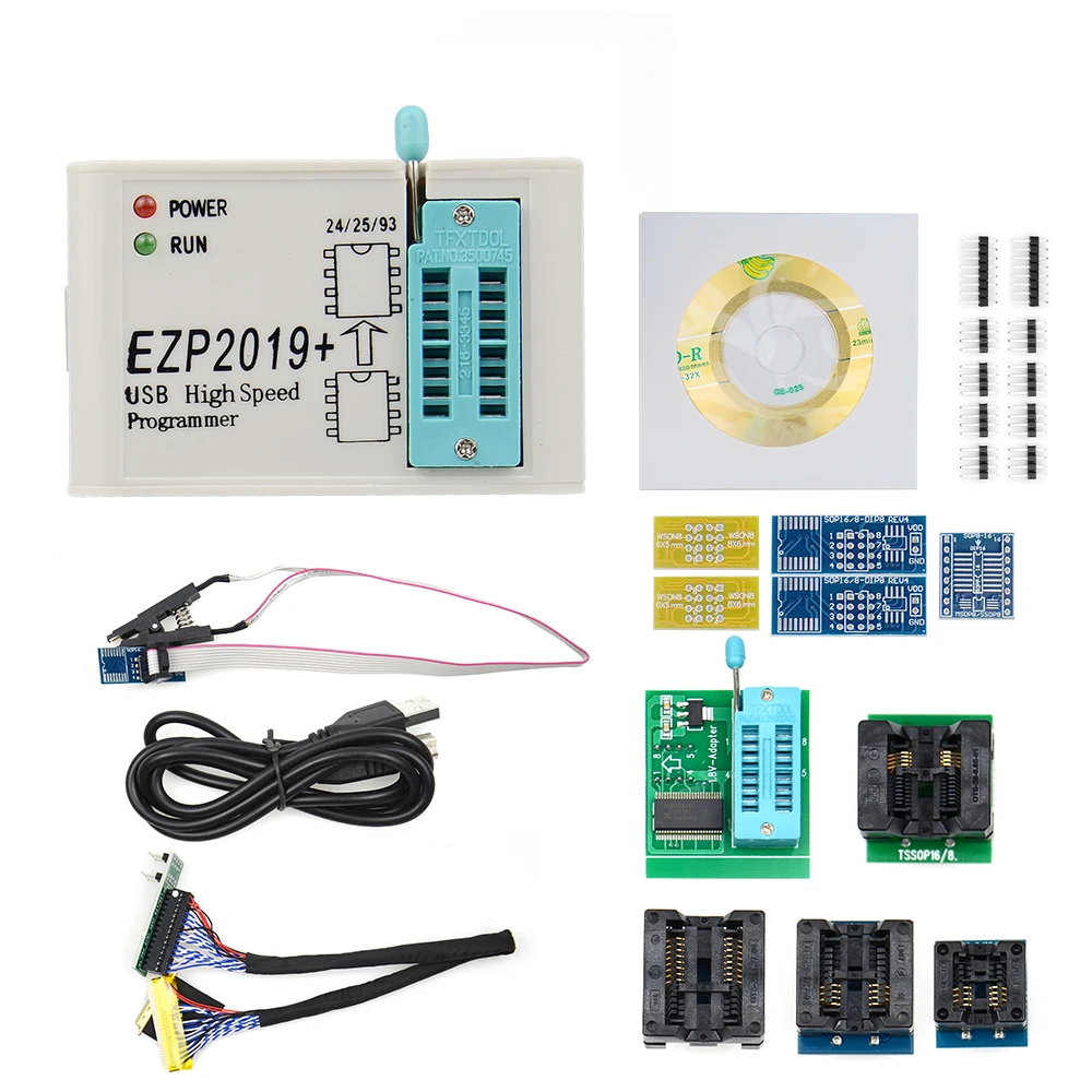 Новейшая версия EZP2019 высокоскоростной USB SPI программатор ezp с 12 поддержкой 24 25 93 EEPROM 25 флэш-чип биос+ 7 разъемов