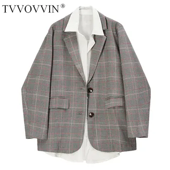 

loose Women Khaki Split Joint Two Piece Blazer New Lapel Long Sleeve Loose Fit Jacket Fashion Tide Spring Autumn 2020 1R723