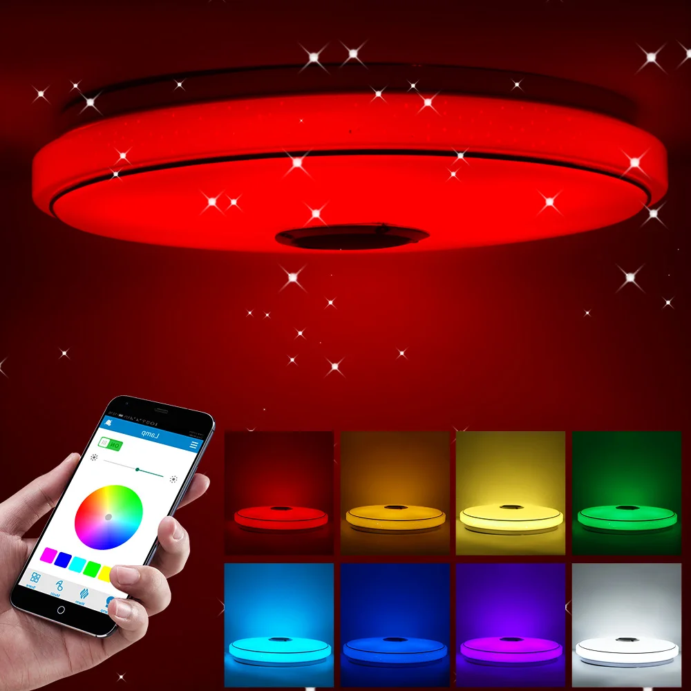 Modern LED Star Light RGB Smart Blutooth Music Ceiling Light Dimmable 36W APP Remote Control Light For For Living Room Bedroom