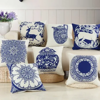 

BZ251 Chinese classical blue and white porcelain pillow Cushion Cover Pillowcase Sofa/Car Cushion /Pillow Home Textiles supplies