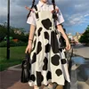 QWEEK Women's Kawaii Cow Print Dress Lolita Milk Cute Sundress Japanese Harajuku Style Cute Kawaii Lolita Dress Outfit Mori Girl ► Photo 1/6