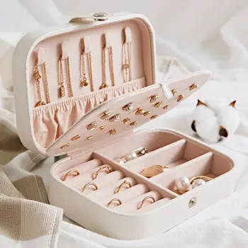 

1Pcs Travel Lady Jewelry Box Portable Storage Case Organizer Flannel Tray Holder for Earring Necklace Bracelet Ring Display Box