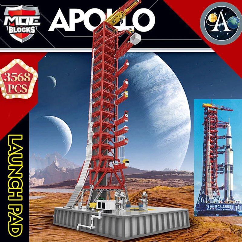 MOC Ideas Creator Expert Building Blocks Space Rocket Launch Shelf для Saturn V Apollo 11 Lunar Lander Детские Подарочные