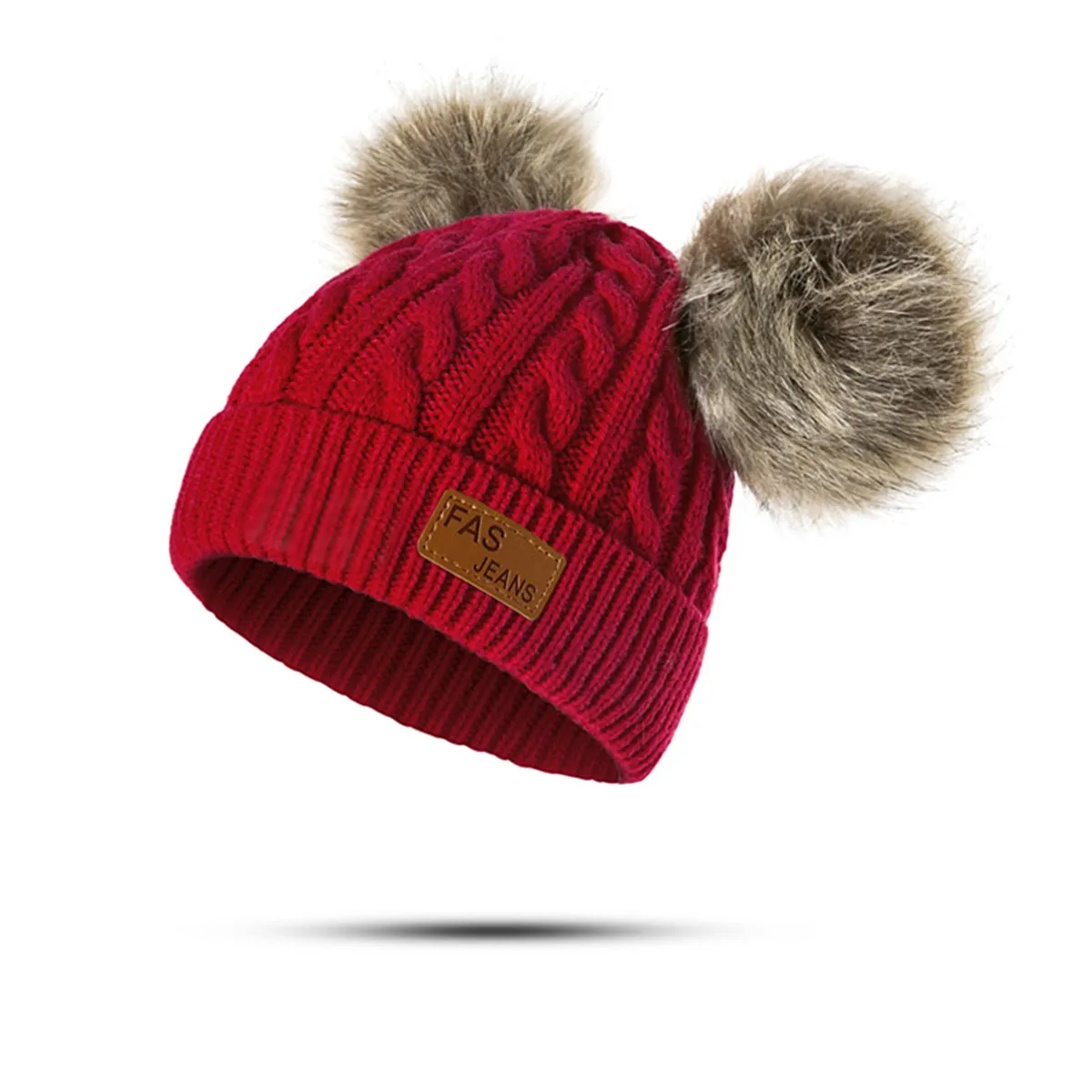 YEABIU, милая шапка для мальчиков и девочек, детская зимняя шапка для девочек, вязаные шапочки, плотная детская шапка, Детская Хлопковая вязаная теплая шапка - Цвет: red