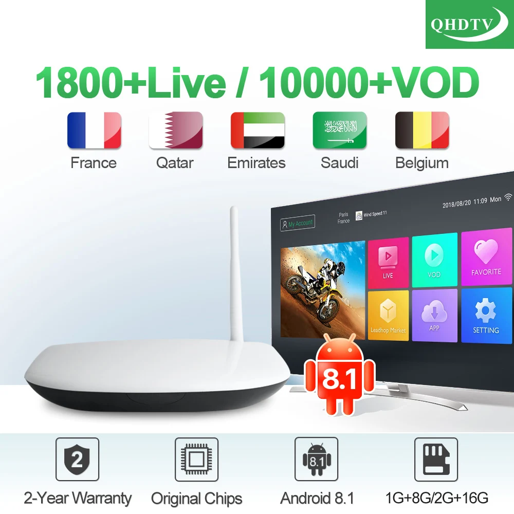 QHD tv французский IP tv Арабский QHD tv подписка IP tv приемник Q1304 Android 8,1 RK3229 голландский бельгийский IPTV 1 год IP tv