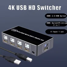 Commutateur KVM HD 4 ports, 4 entrées 1 sortie, compatible HDMI, 4K, 30HZ, windows 10/8/mac os PC portable 