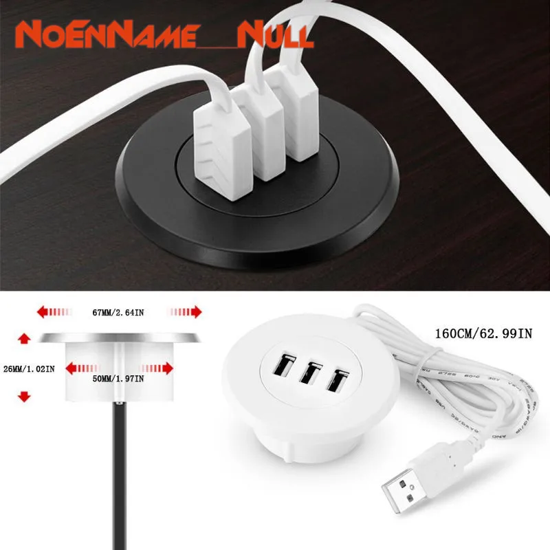 Usb-концентратор 5 см отверстие втулки в столе uMounting sb сплиттер 3 порта USB 2,0 концентратор для ноутбука ПК компьютер дропшиппинг