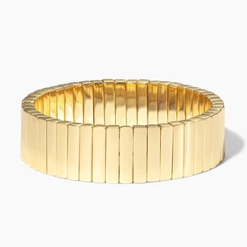

KELITCH 2019 New Gold Enamel Rainbow Tile Bracelet Handmade Elastic Strand Beaded Stretch Bracelets For Couple Women Gifts Hot