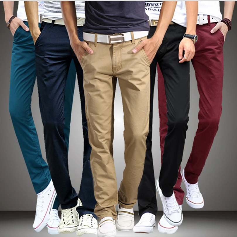 Buen valor CHOLYL-Pantalones informales de algodón para hombre, ropa de marca de talla grande, 8 colores, para primavera y otoño, 2020 9gLEDxEkR