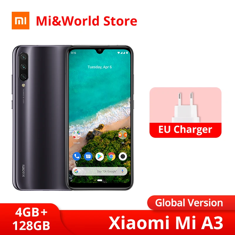 Глобальная версия Xiaomi Mi A3 4 Гб 128 Гб мобильный телефон Snapdragon 665 48MP Тройная камера s 32MP фронтальная камера 6,088 AMOLED дисплей