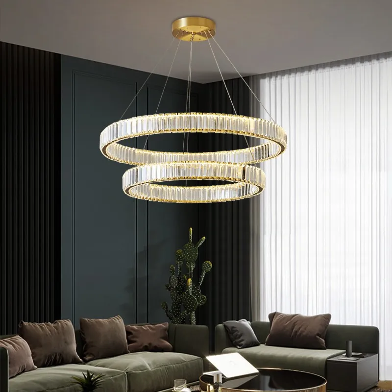 LED Crystal Luxury Chandelier Lighting For Living Room Bedroom Indoor Home Deco Round Modern Simple Hanging Lamp Gold Or Silver
