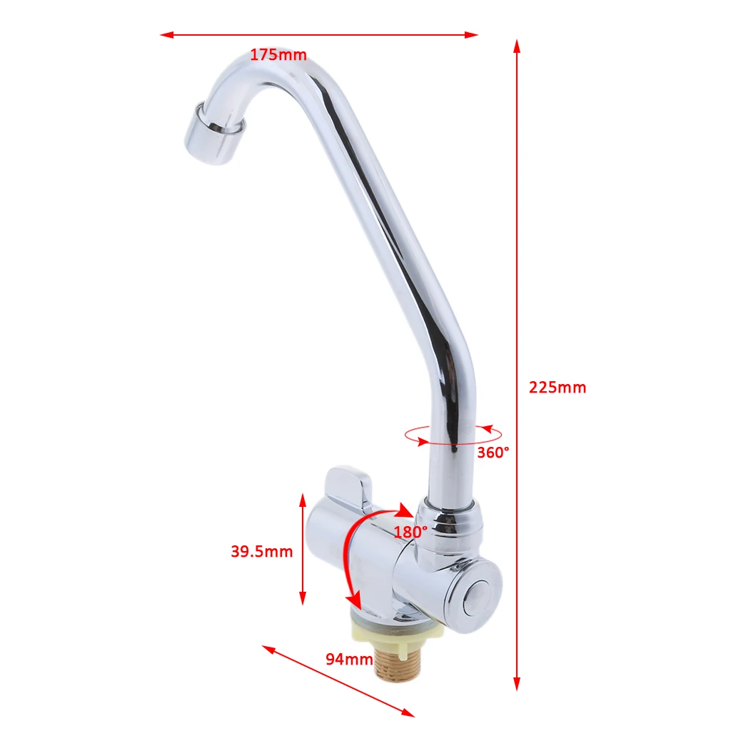 RV Marine Kitchen Sink 12V Faucet Tap Spout Single Hole Water Electric Faucet Tap Camper Caravan Full 360 Degree Rotation Taps water faucet