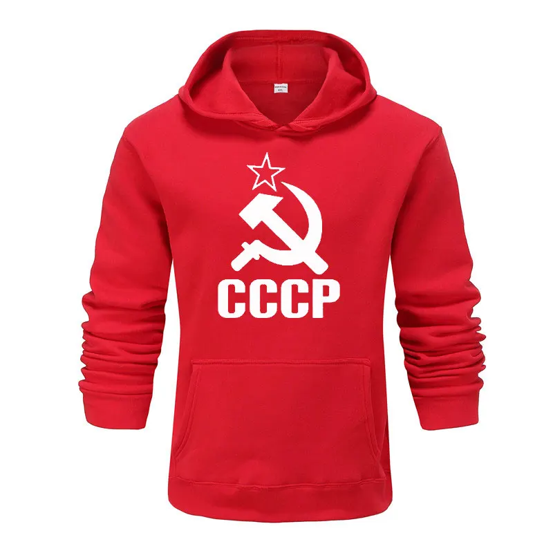 Зимние флисовые толстовки с капюшоном для мужчин,, повседневные теплые толстовки с капюшоном, мужские спортивные костюмы из СССР CCCP, 2 шт., толстовка с капюшоном+ штаны для мужчин, Moleton Mascul - Цвет: red white