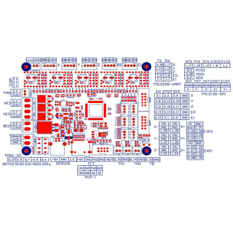 SKR V1.3 плата управления аксессуары главный мотор драйвер Материнская плата PCB мини модуль