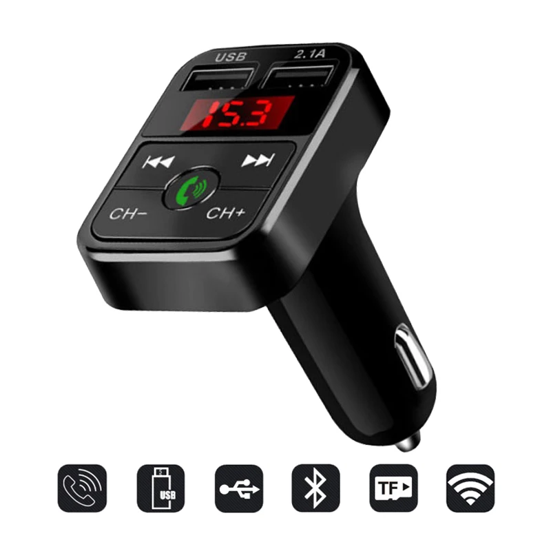 

Handsfree Wireless Bluetooth Car Kit FM Transmitter TF Card LCD MP3 Player Dual USB 2.1A Car Charger Phone Charger Z2