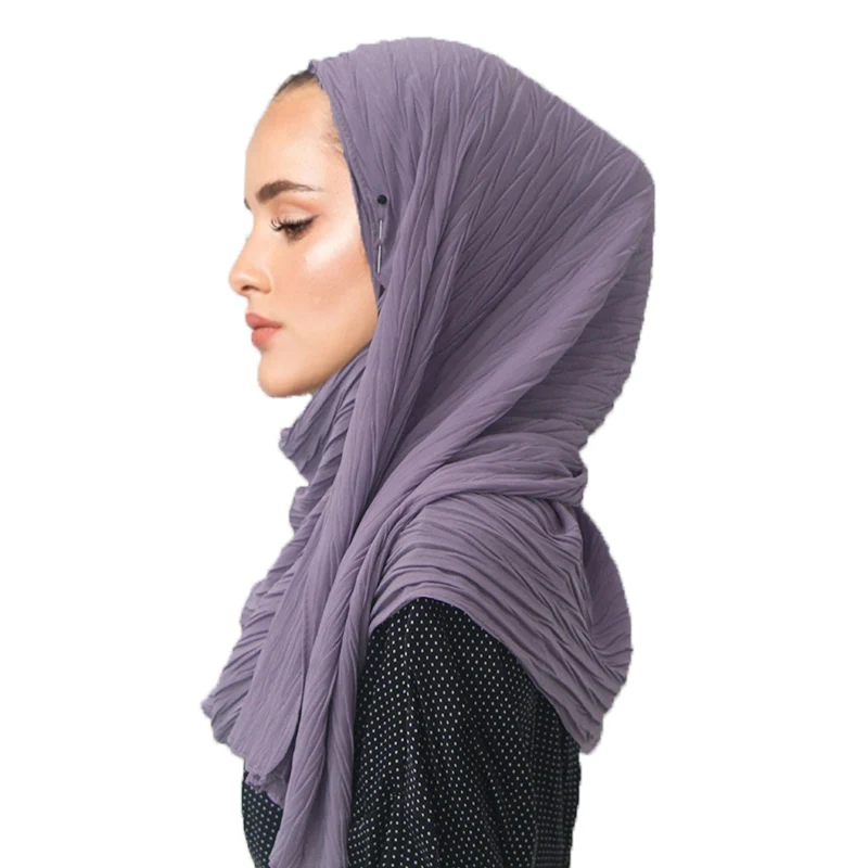 

New Leaf Pleated Women Wrinkle bubble chiffon Hijab scarf shawls crinkle muslim Turban wraps pleat shawls long wrap scarves