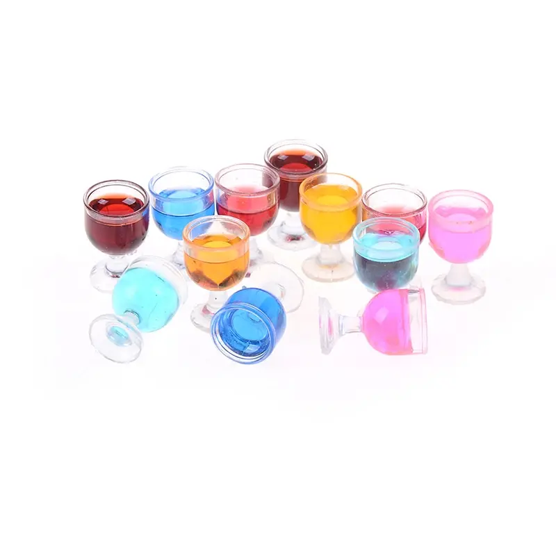 

2Pcs 1/12 Mini Red Wine Cup Simulation Furniture Wine Glass Goblet Dollhouse Miniature Toy Accessories for Doll House Decoration
