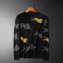 Новинка, мужские роскошные Зимние Повседневные свитера с леопардовым принтом и вышивкой тигра, пуловер, Азиатский размер, высокое качество, Drake# M84