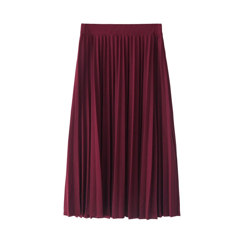 Осень, новинка, женская шифоновая плиссированная юбка, модная, высокая талия, тонкая, для женщин, миди, вниз, Офисная Женская юбка B9N306K
