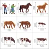 Evemodel 36pcs Model Trains HO Scale 1:87 Model Horses Cows Farm Animals with Model Figures 2