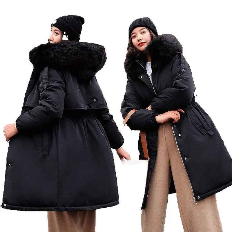 

Down Jacket Cotton-padded Clothes Women's 2019 Winter New Style Korean-style Slimming Fur Collar Mid-length Waist Hugging off Se