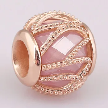 

Original Rose Gold Intertwining Radiance With Crystal Beads Fit 925 Sterling Silver Bead Charm Bracelet DIY Jewelry