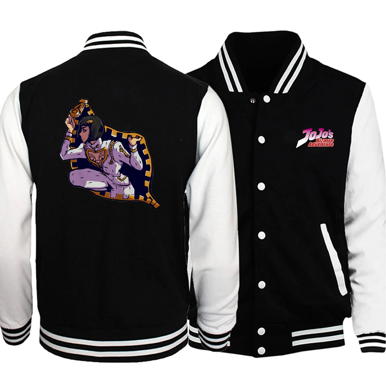 

Anime College style Jacket Baseball Uniform Men Autumn Coat JoJo Bizarre Adventure Graphic Mens Japanese Streetwear Sweatshirt