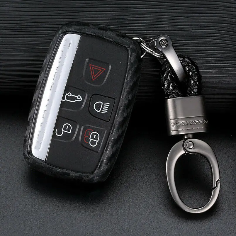 with keychain 1 шт. высококачественный мягкий брелок для корпуса из углеродного волокна, чехол для ключей для Land Rover - Название цвета: with keychain