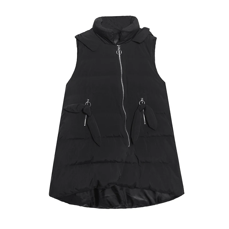 black DMY1242 XITAO, длинная Черная Женская парка, модная новинка, с карманами, с капюшоном, с воротником, элегантная, маленькая, свежая,, зимняя, с широкой талией, парка, жилет DMY1242 - Цвет: black DMY1242