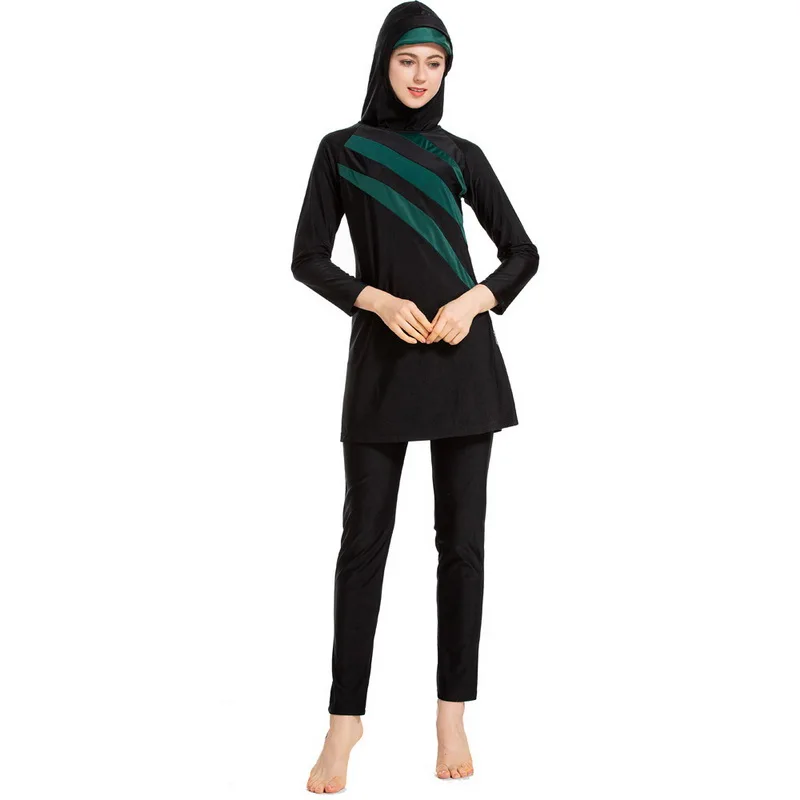 Черная мусульманская купальная Одежда для пляжа 2021 Женский цельный купальник