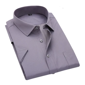 

2020 New Arrival Men Summer Short Sleeve Shirt Men's Business Work Dress Shirts Man Solid Twill Shirt Brand Clothes DA030