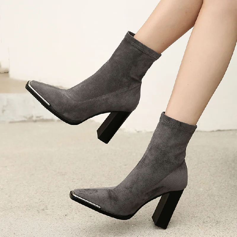 stretch suede ankle boots