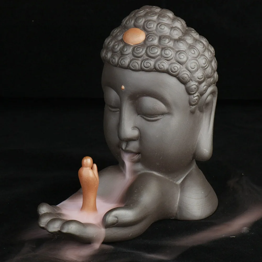 Ганеша обратного курильница с дымом Маленький Будда Ладан держатель Дым водопад Ладан горелки медитация буддист украшения