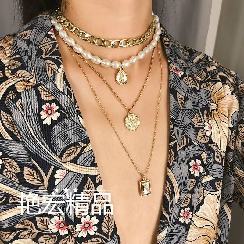 

Female Restoring Ancient Multilayer Necklace Multistory Necklace