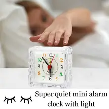 Alarme de voyage analogique, petit réveil silencieux, sans tic-tac, à Quartz, pour la sieste, avec lumière d'horloge, P5A5