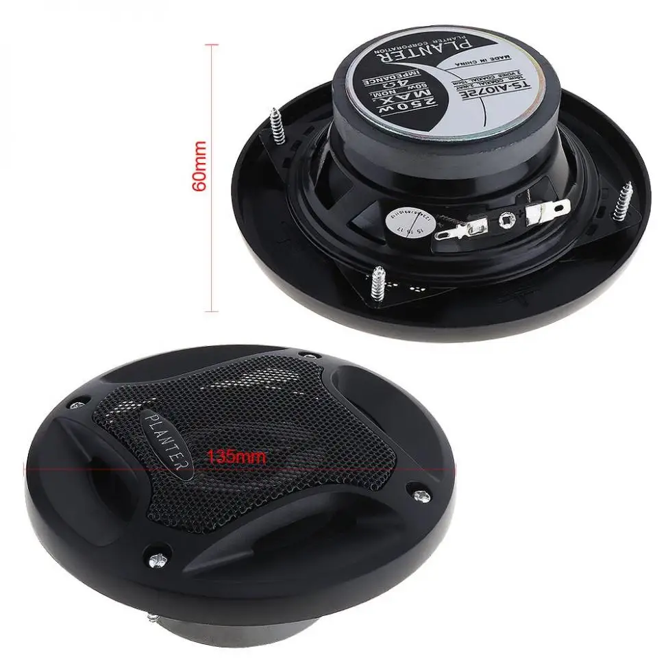 TS-A1072E, 2 шт., 4 дюйма, 250 Вт, автомобильный HiFi коаксиальный динамик, автомобильная дверь, авто аудио, стерео, полный диапазон частот, динамик s для автомобилей