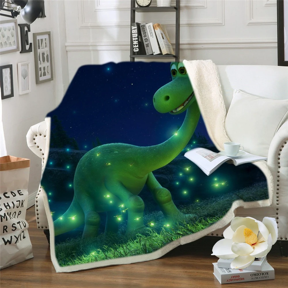 Cute Sofa Throw Blanket 3D Cartoon Jurassic Park Dinosaur Blanket for Kids Boy Single Size Bed Linens Microfiber Fabic Blanket