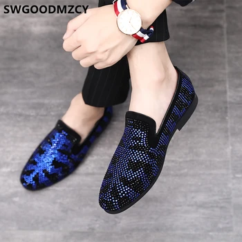 

Mens Dress Shoes Loafers Rhinestone Party Shoes For Men Elegant Shoes For Men Coiffeur Chaussure Classique Homme Erkek Ayakkabi