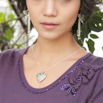 

Vintage Fashion DIY Photo Necklace Woman 100% 925 Sterling Silver Heart Photo Pendant Choker Silver Jewelry Gift Souvenir