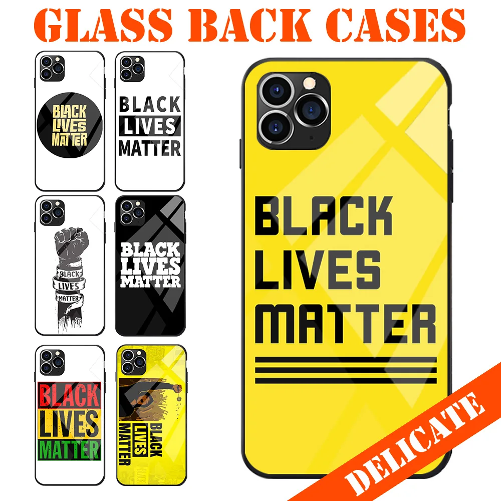 Tempered Glass Back TPU Phone Cases For iPhone 6 7 8 S XR X Plus 11 Pro Max Black Lives Matter Theme Free Text Adding | Мобильные