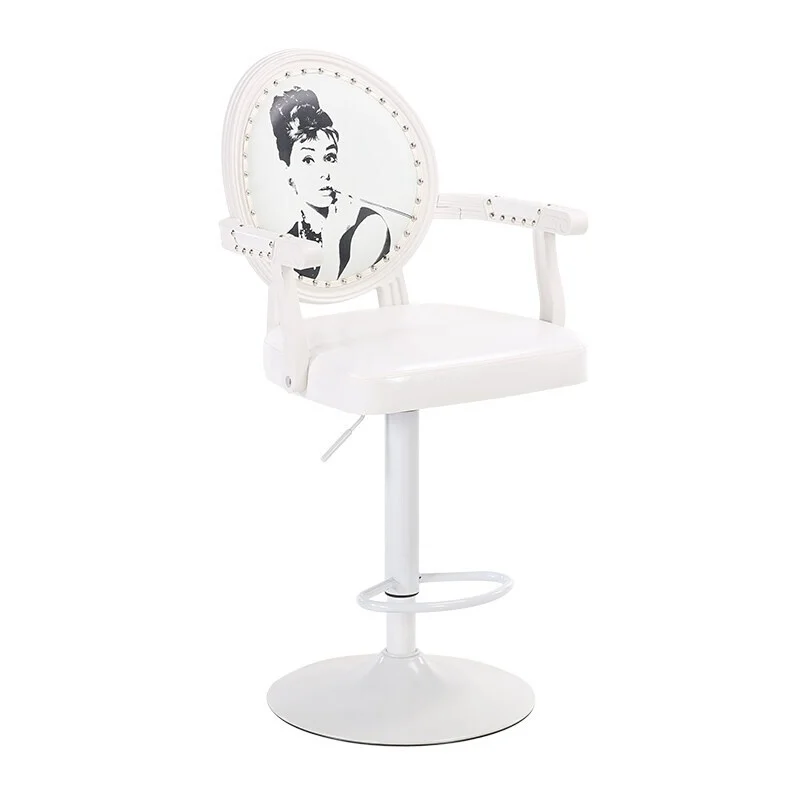 

European Bar Stool Chair Modern Simple Rotating Bar Chair High Stool Cash Register Chair Back Stool with Armrest 24 Models