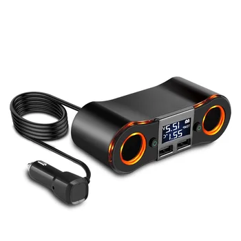

TiOODRE 3 in 1Car Cigarette Lighter Socket Splitter Power Adapter Outlet With 3.5A 2 USB Charger Support Volmeter / Temperature