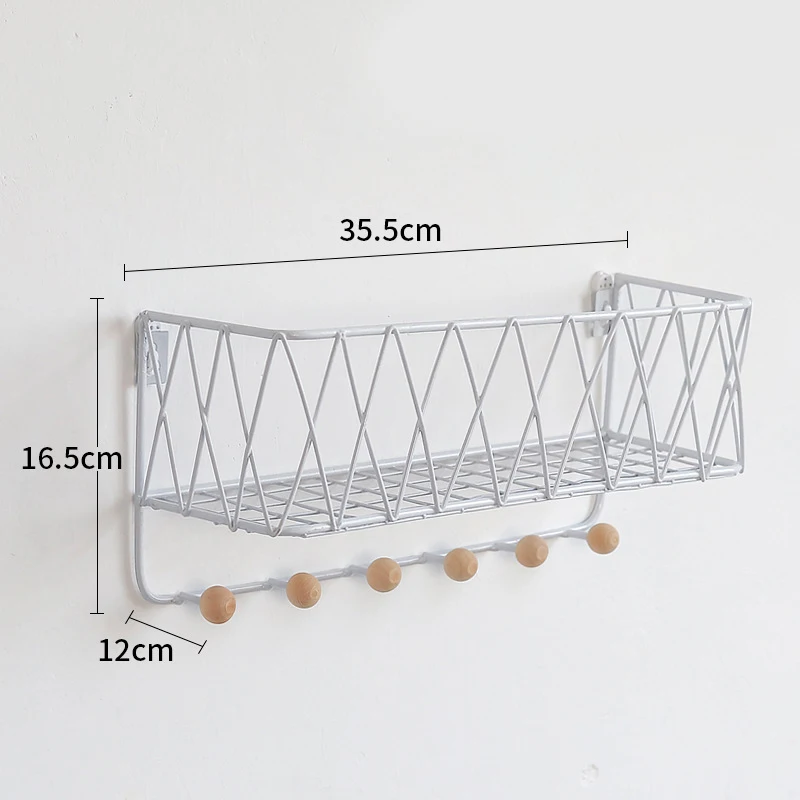 Креативная простая настенная полка из кованого железа в скандинавском стиле, настенная вешалка для хранения, промышленный стиль, украшение - Цвет: White L