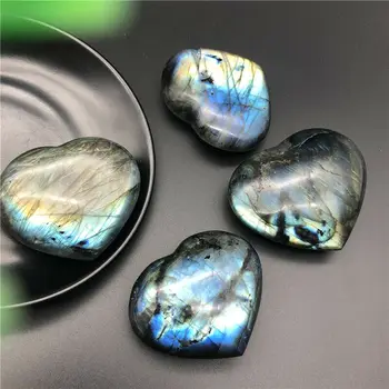 

Drop Shipping 1pc Natural Labradorite Heart Shaped Quartz Crystal Stones Healing Decor Gifts Natural Stones and Crystals