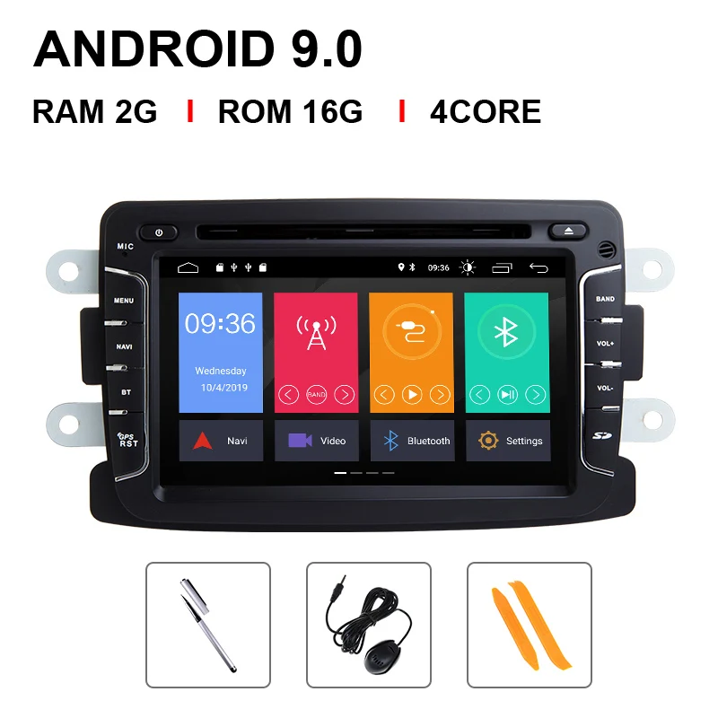 1 din android 9,0 автомобильный радио мультимедиа для Dacia Lodgy Logan, Duster Sandero Renault Captur/Lada/Xray DVD gps навигация DSP 4GB - Цвет: 4 Core 16 ROM